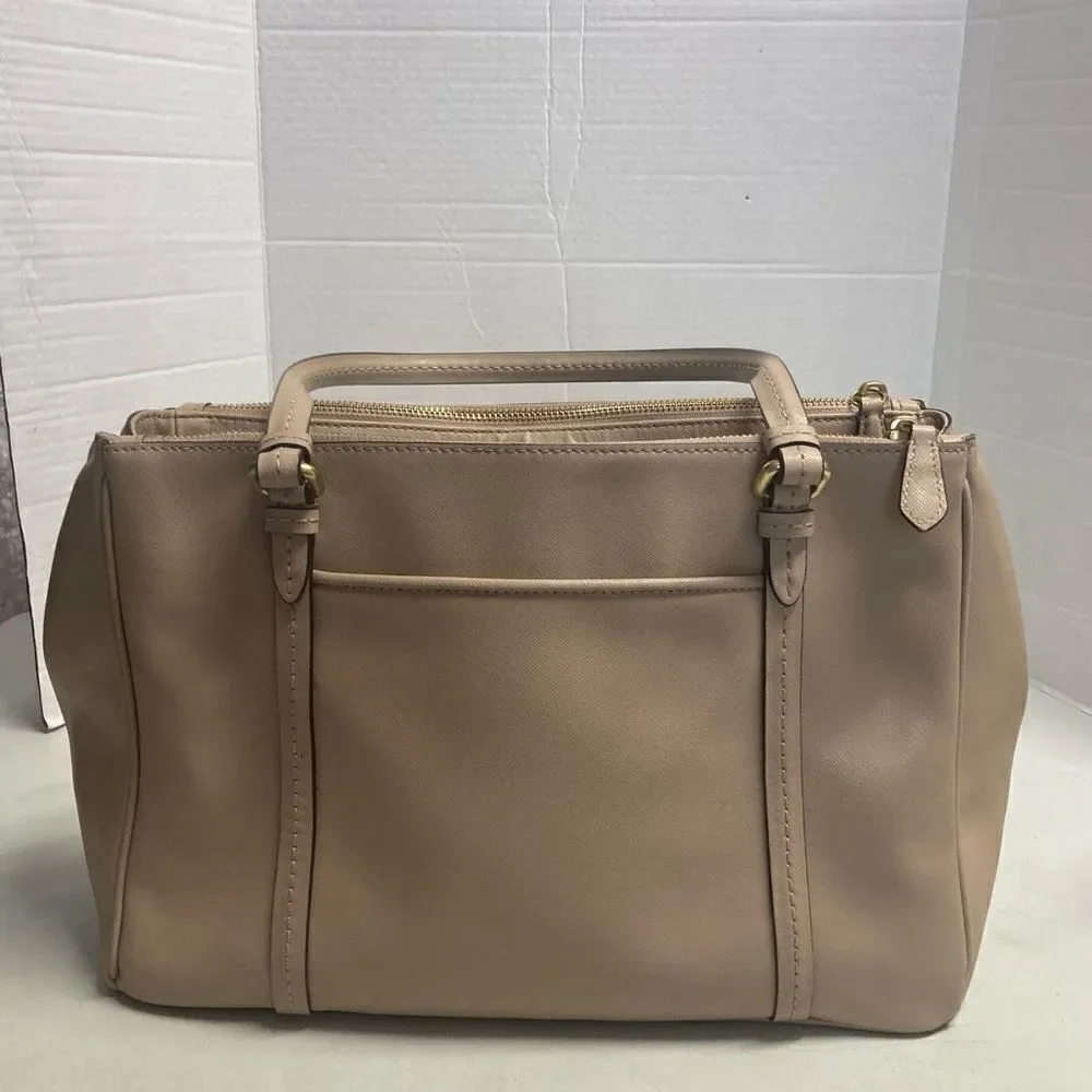 COACH Peyton Leather Jordan Double Zip Women’s Tote Handbag Cream‎ - Picture 2 of 12